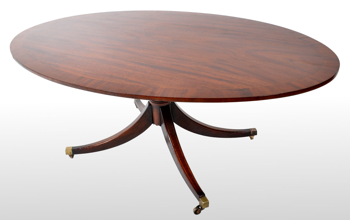 Antique Georgian Inlaid Mahogany Tilt Top Pedestal Breakfast / Dining Table, circa 1790