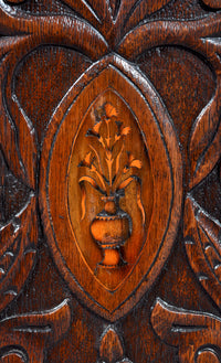 Antique English Georgian Carved Oak Bookcase / Cupboard / Dresser, circa 1750