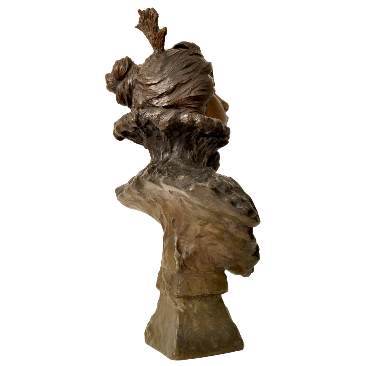 Antique French Art Nouveau Bronze Female Bust Sculpture "1897" Emanuel Villanis