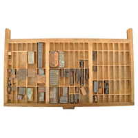 Antique American Oak Hamilton Moveable Type Print Cabinet Flat File, Circa 1910