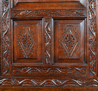 Antique English Georgian Carved Oak Bookcase / Cupboard / Dresser, circa 1750