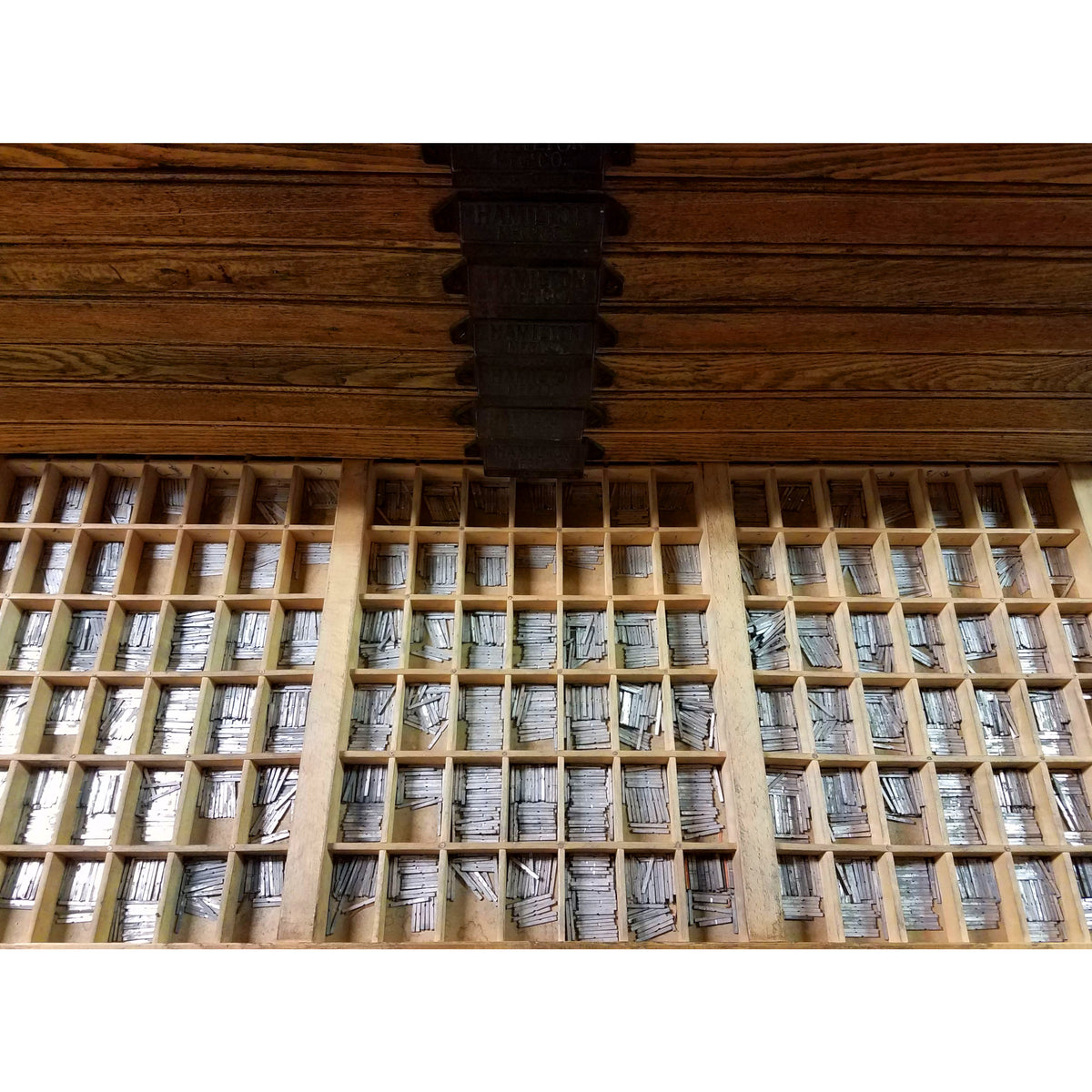 Antique American Oak Hamilton Moveable Type Print Cabinet Flat File, Circa 1910