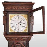 Antique Welsh Carved Oak 8-Day Longcase/Grandfather Clock by Thomas Evans, circa 1770