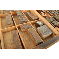 Antique American Oak Hamilton Moveable Type Print Cabinet Flat File, Circa 1910