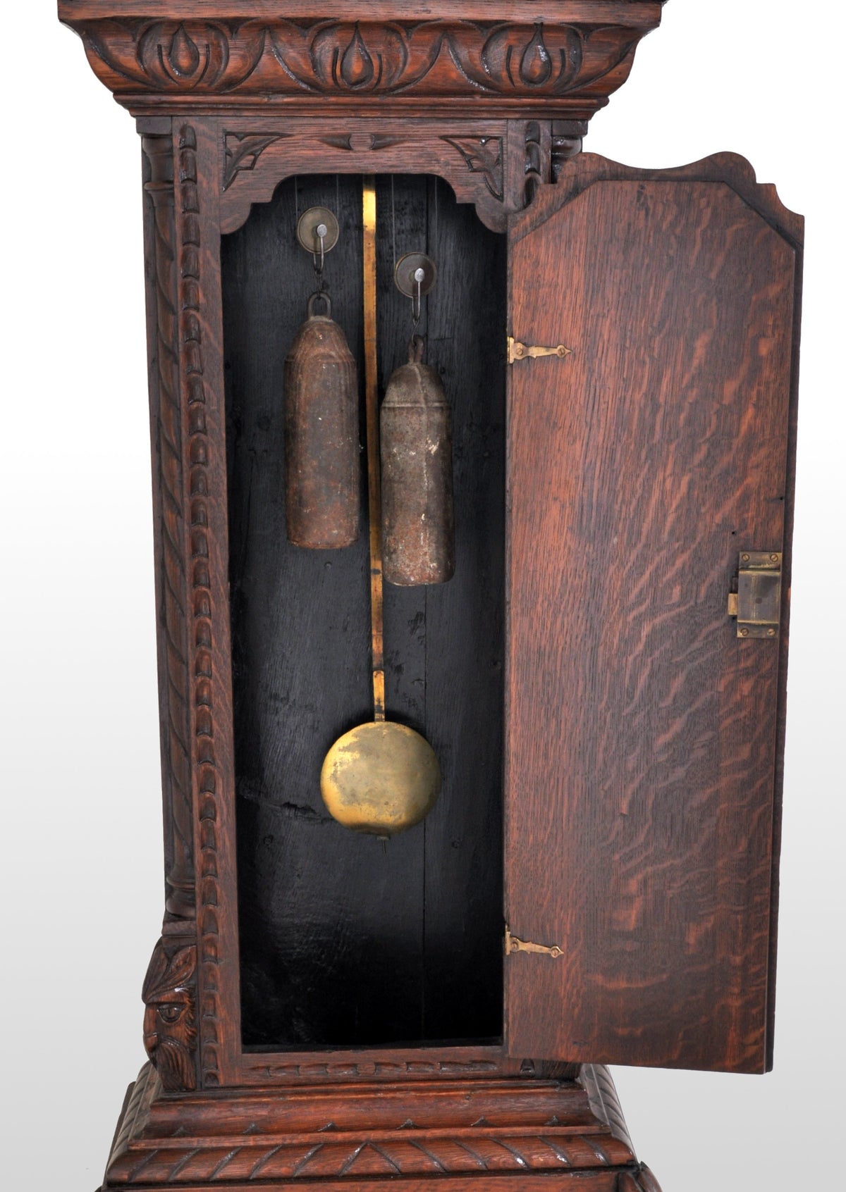 Antique Welsh Carved Oak 8-Day Longcase/Grandfather Clock by Thomas Evans, circa 1770