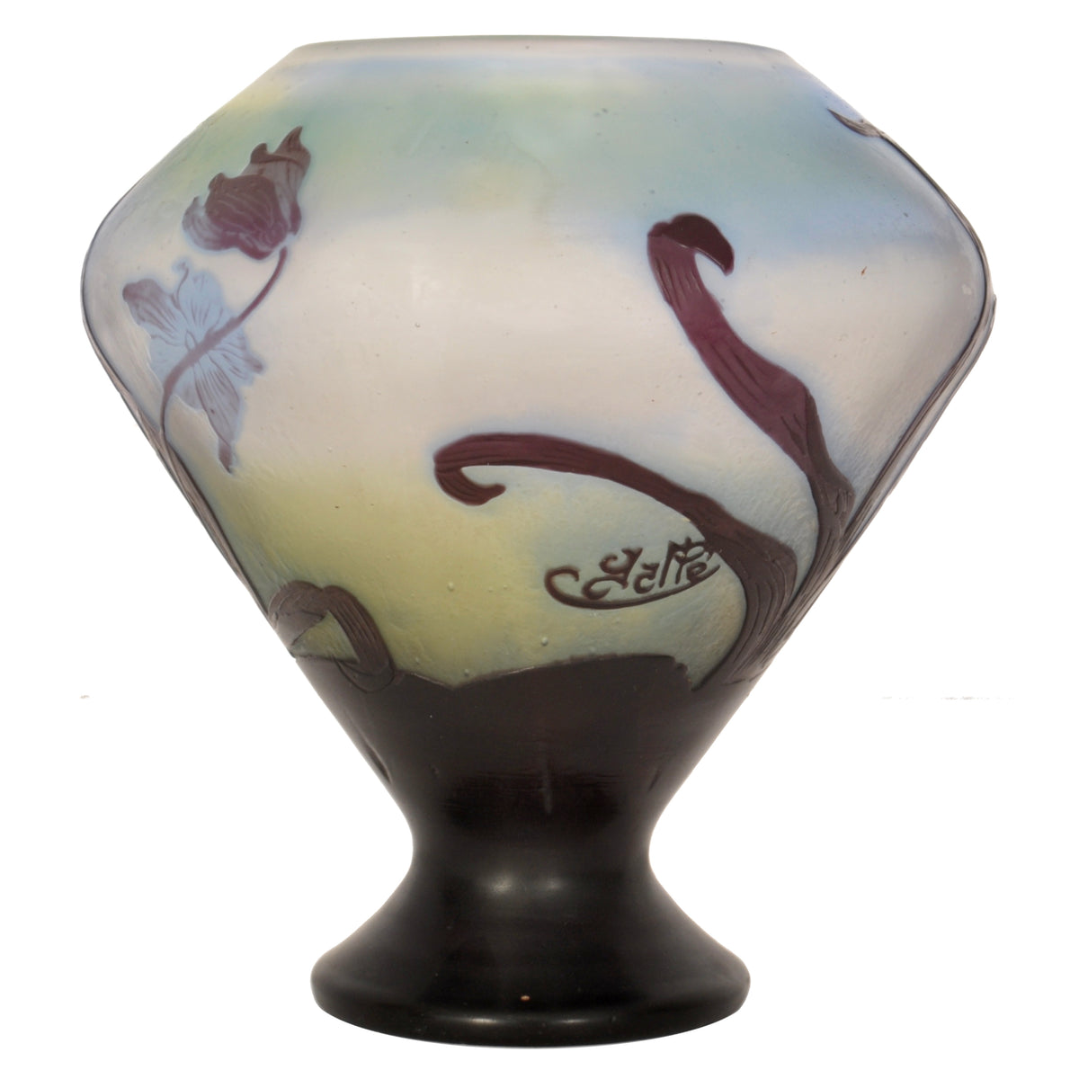 Antique French Art Nouveau Fire Polished Cameo Glass Emile Gallé Coupe Vase, Circa 1900