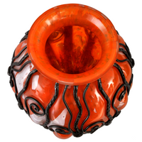 Large Antique French Art Deco Glass and Iron Vase, Daum Majorelle Lorrain Nancy, 1920s