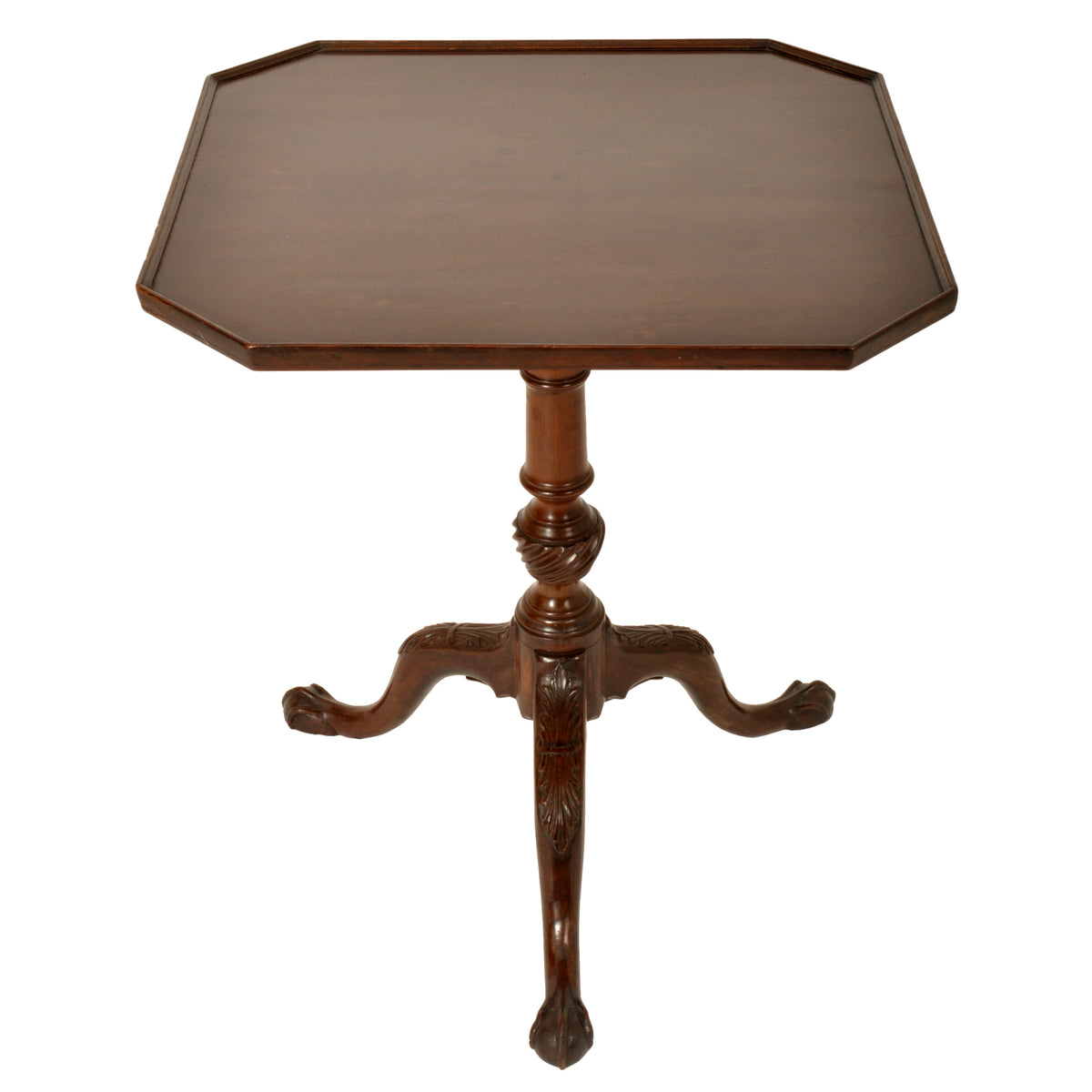 Antique Georgian Chippendale Mahogany Tilt-Top Pedestal Tripod Wine Table, circa 1790