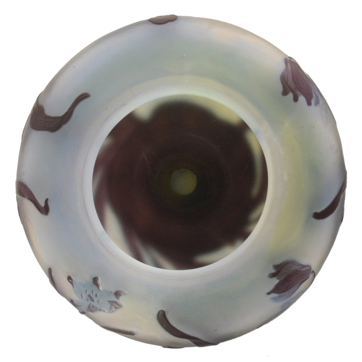 Antique French Art Nouveau Fire Polished Cameo Glass Emile Gallé Coupe Vase, Circa 1900