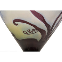 Antique French Art Nouveau Fire Polished Cameo Glass Emile Gallé Coupe Vase, Circa 1900