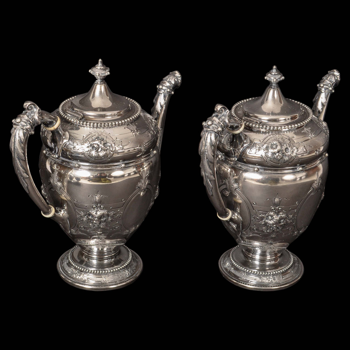 Antique American Gorham Coin Silver Mary Todd Lincoln Tea & Coffee Service, 1861