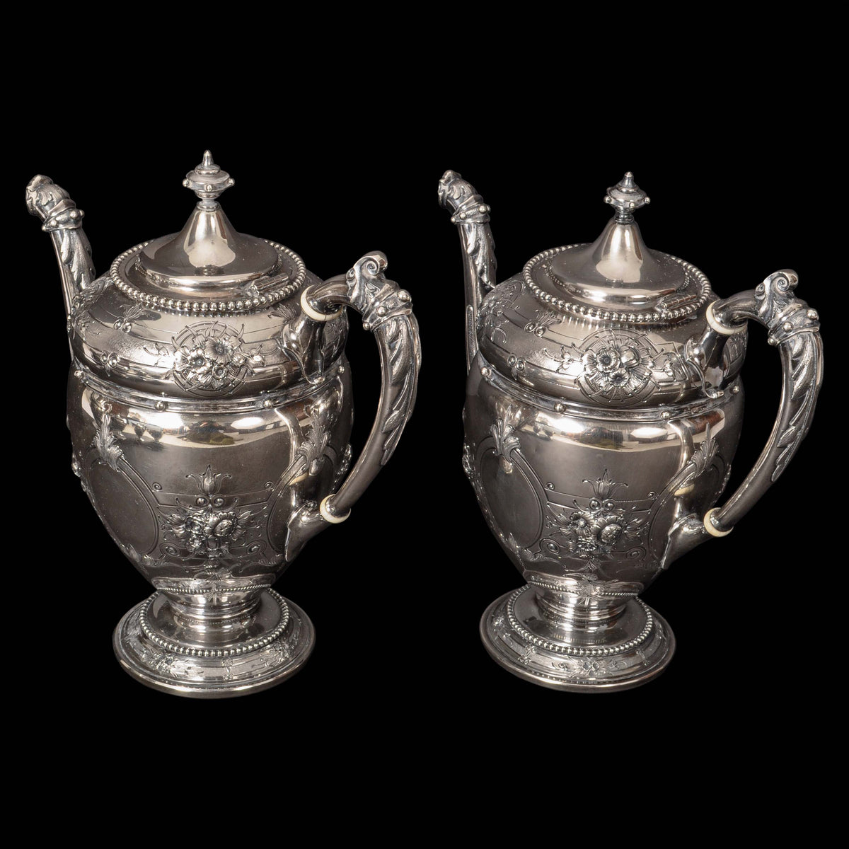 Antique American Gorham Coin Silver Mary Todd Lincoln Tea & Coffee Service, 1861
