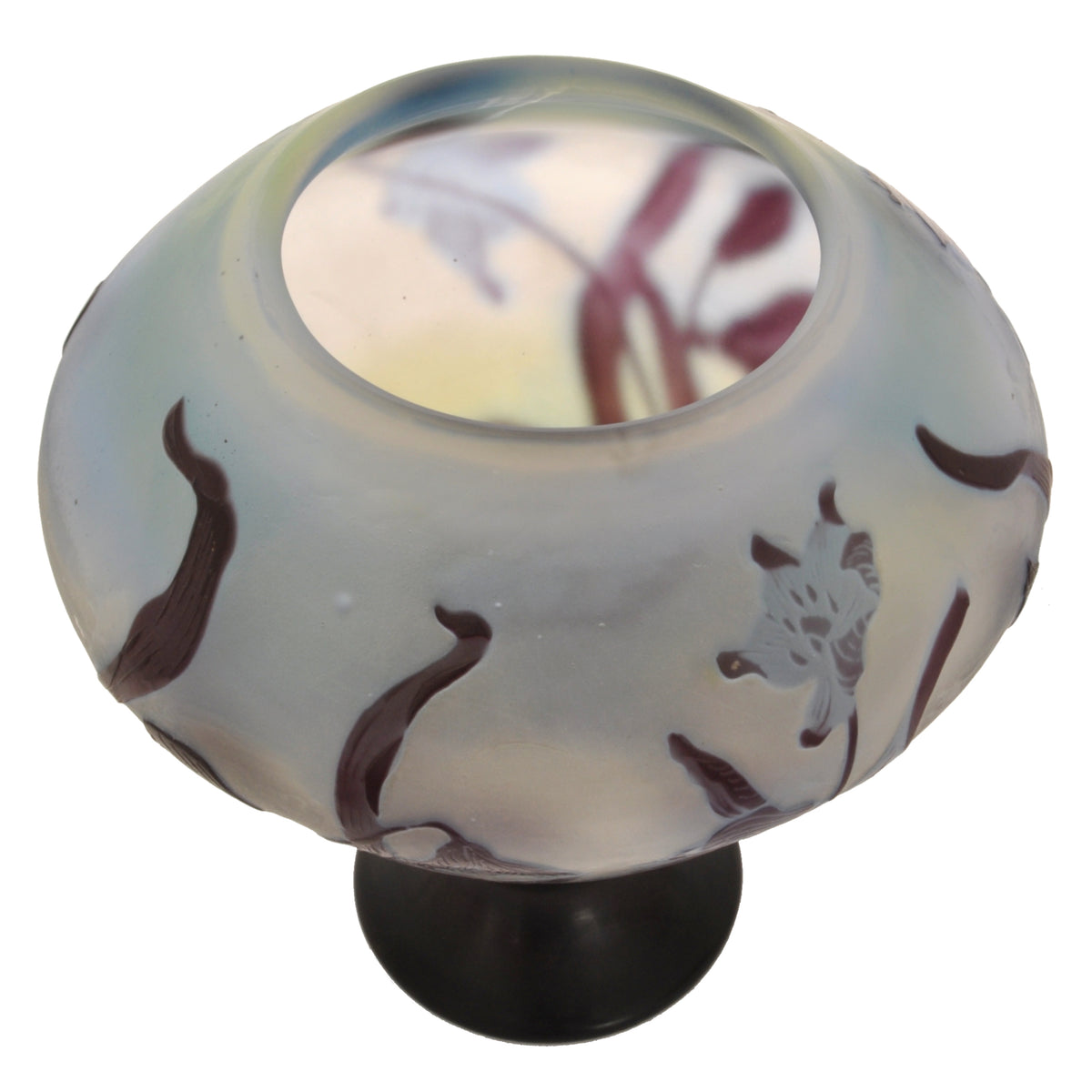 Antique French Art Nouveau Fire Polished Cameo Glass Emile Gallé Coupe Vase, Circa 1900
