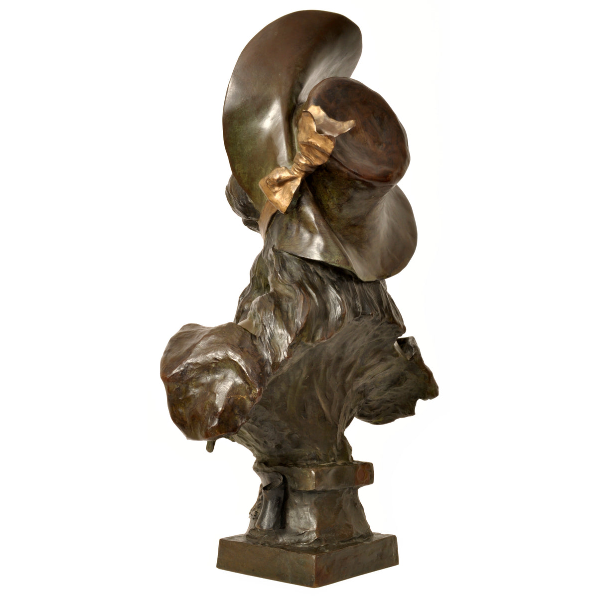 Antique French Art Nouveau Bronze Female Bust "Frinétte" Emanuel Villanis Circa 1895