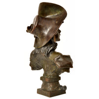 Antique French Art Nouveau Bronze Female Bust "Frinétte" Emanuel Villanis Circa 1895