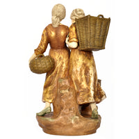 Monumental Antique Austrian Imperial Amphora Pottery Art Nouveau Figural Group, circa 1910