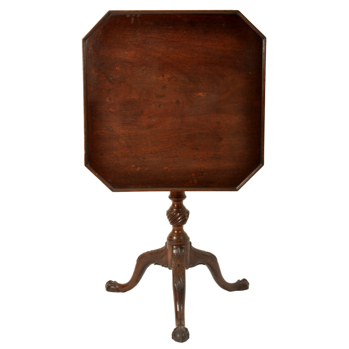 Antique Georgian Chippendale Mahogany Tilt-Top Pedestal Tripod Wine Table, circa 1790
