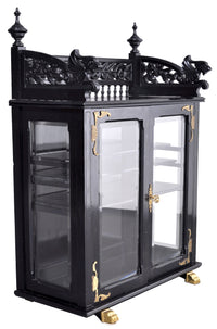 Antique American Aesthetic Movement Carved and Lacquered Griffin Collector's Cabinet / Hutch, circa 1880