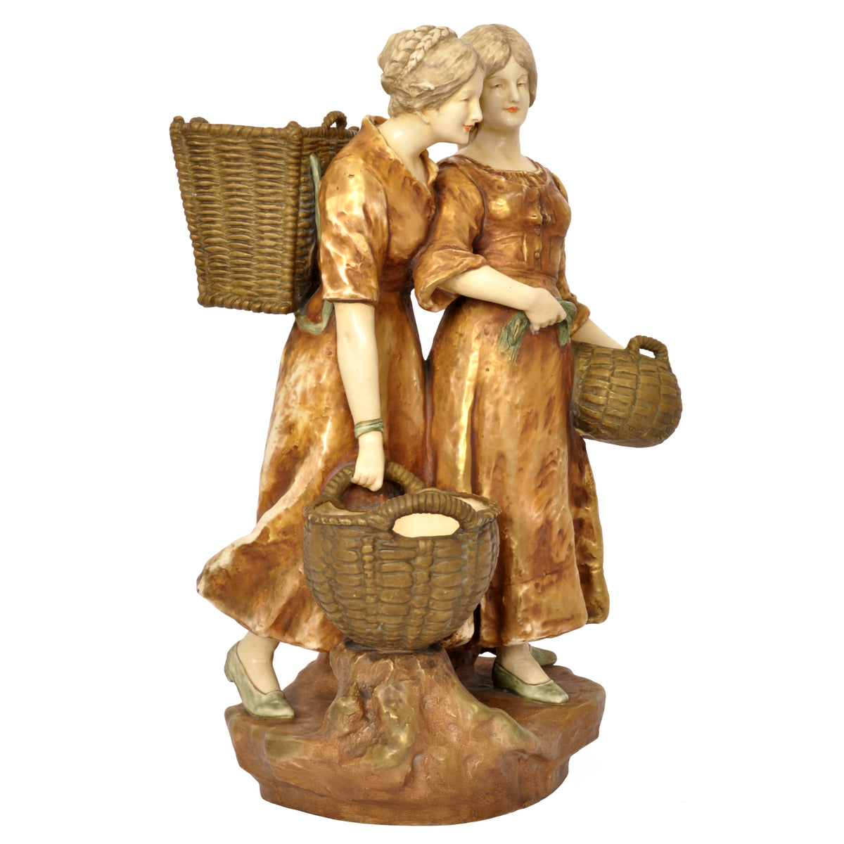 Monumental Antique Austrian Imperial Amphora Pottery Art Nouveau Figural Group, circa 1910