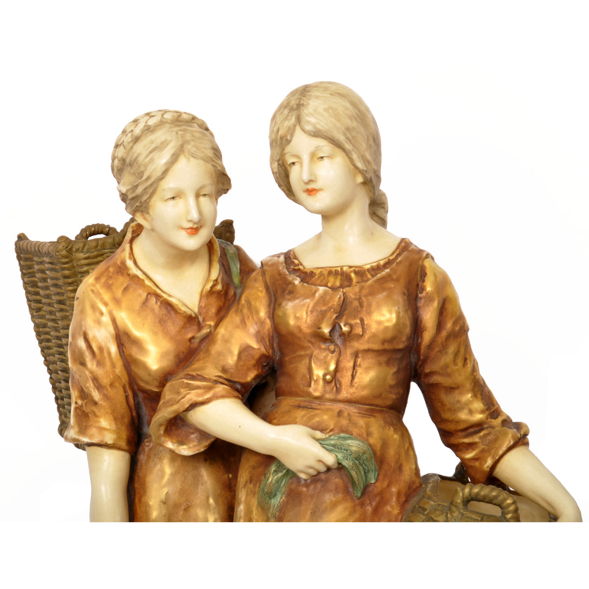 Monumental Antique Austrian Imperial Amphora Pottery Art Nouveau Figural Group, circa 1910