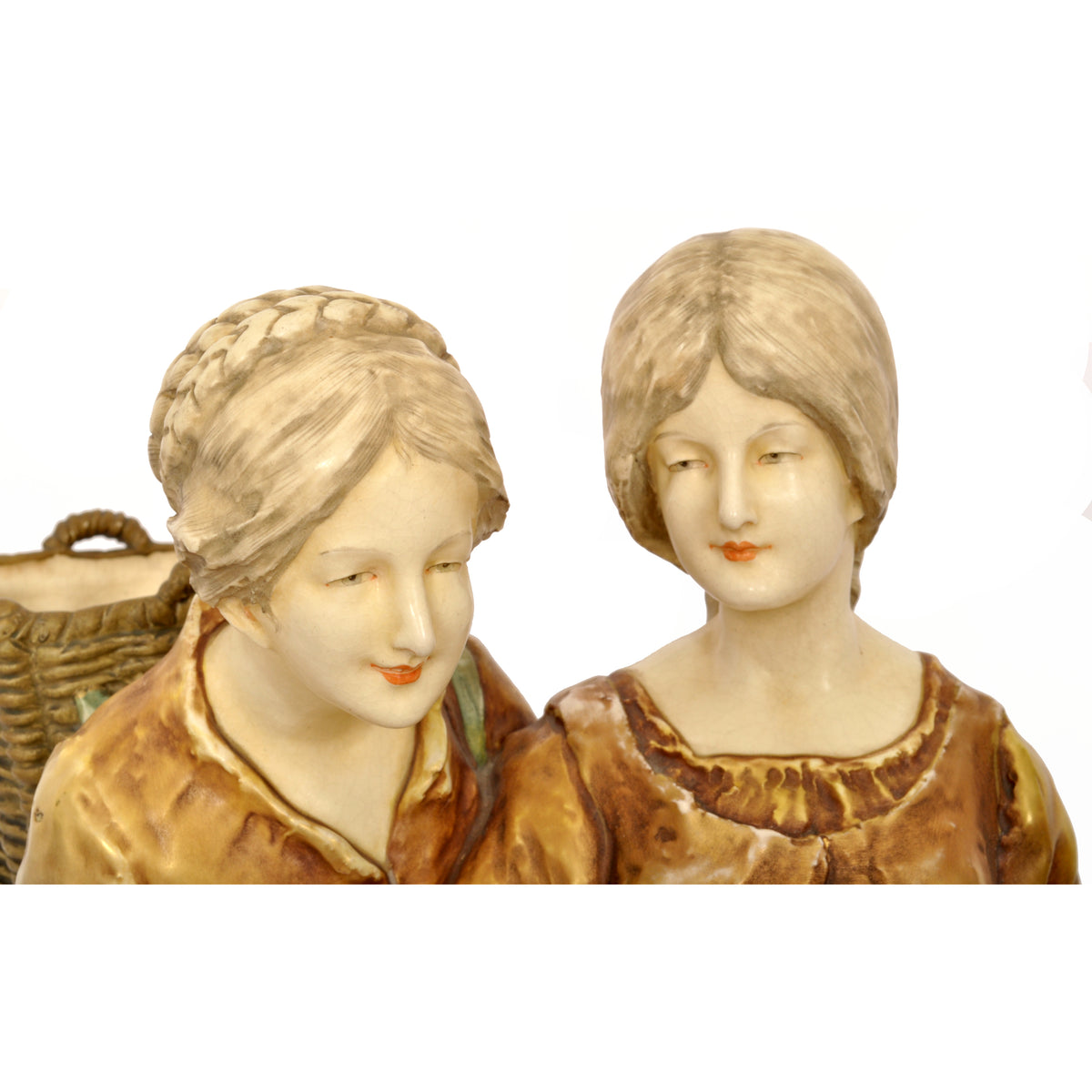 Monumental Antique Austrian Imperial Amphora Pottery Art Nouveau Figural Group, circa 1910