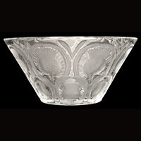 Antique French Lalique Crystal Glass Center Bowl "Chardons" Thistle Pattern, circa 1930