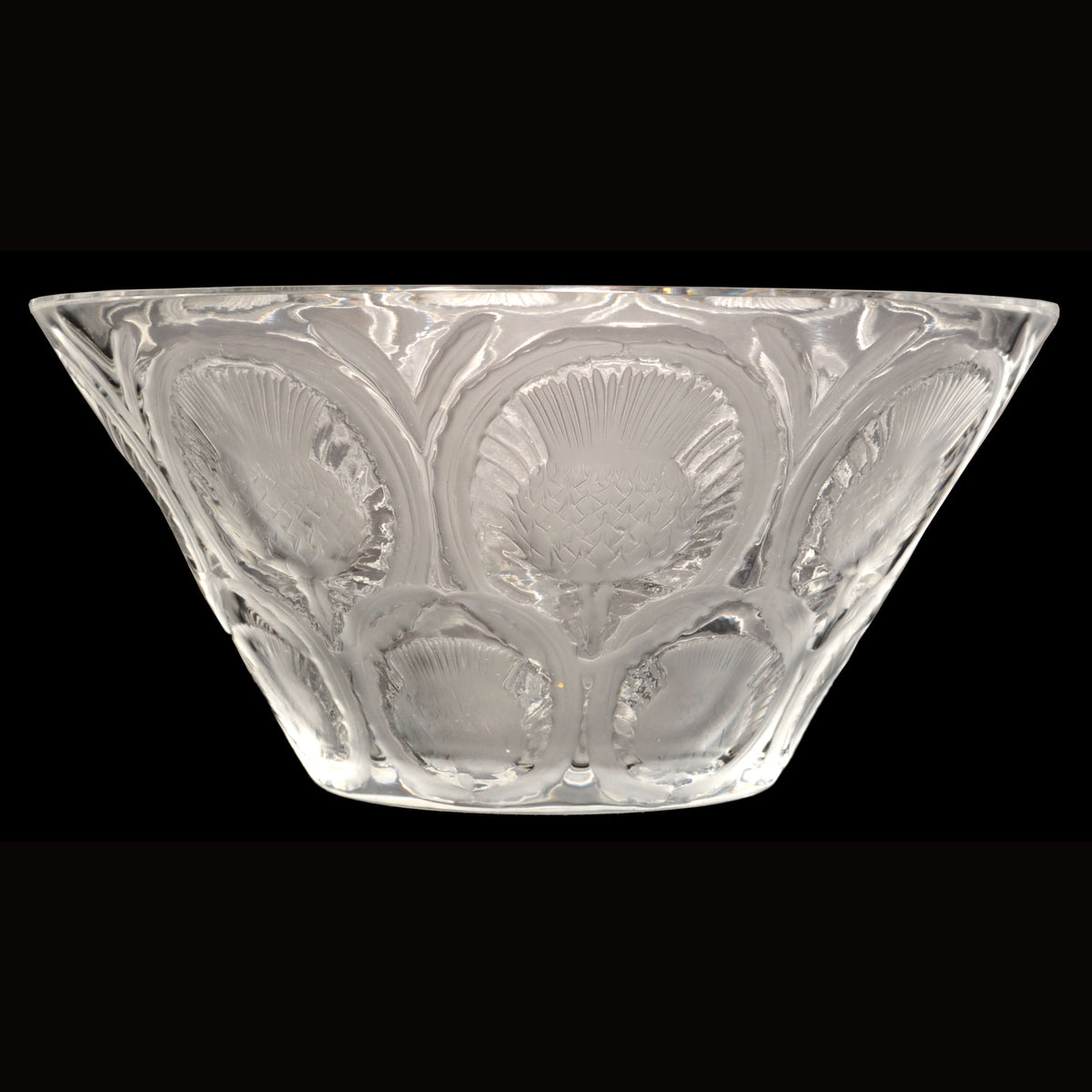 Antique French Lalique Crystal Glass Center Bowl "Chardons" Thistle Pattern, circa 1930