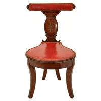 Antique Georgian Mahogany Red Leather Library / Reading / Cockfighting Chair, circa 1800