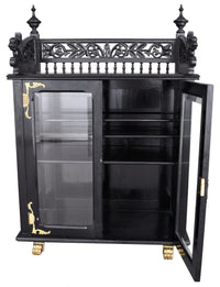 Antique American Aesthetic Movement Carved and Lacquered Griffin Collector's Cabinet / Hutch, circa 1880