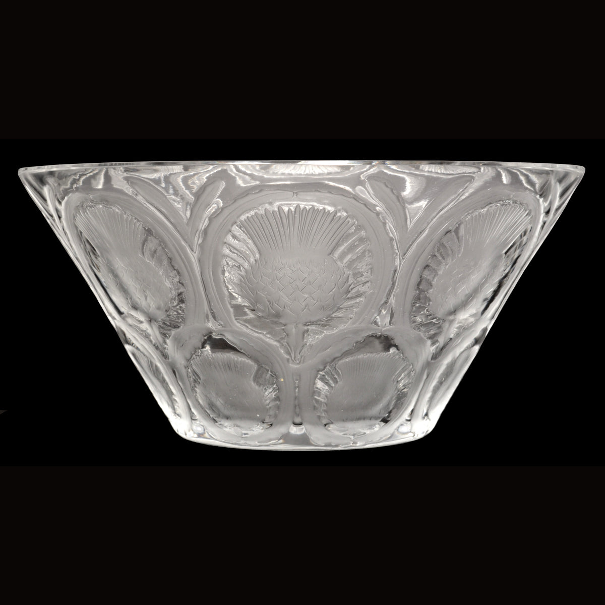 Antique French Lalique Crystal Glass Center Bowl "Chardons" Thistle Pattern, circa 1930