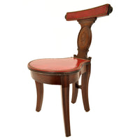 Antique Georgian Mahogany Red Leather Library / Reading / Cockfighting Chair, circa 1800