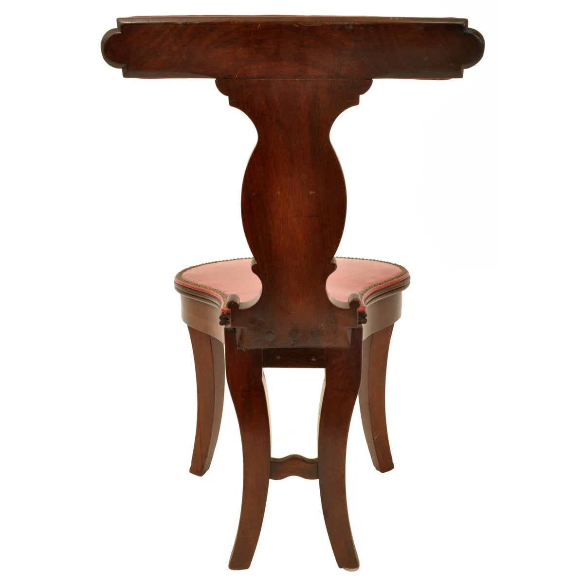 Antique Georgian Mahogany Red Leather Library / Reading / Cockfighting Chair, circa 1800