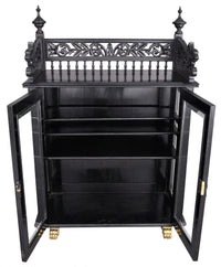 Antique American Aesthetic Movement Carved and Lacquered Griffin Collector's Cabinet / Hutch, circa 1880
