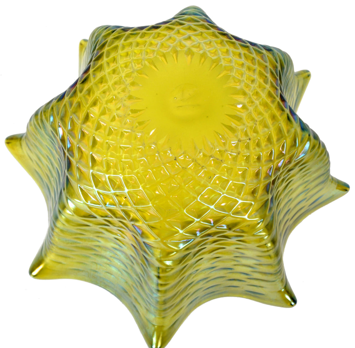 Antique Large Austrian Art Nouveau Loetz Iridescent Glass Bowl on Bronze Stand, circa 1900