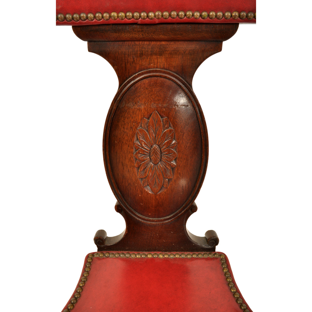 Antique Georgian Mahogany Red Leather Library / Reading / Cockfighting Chair, circa 1800