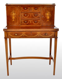 Antique Sheraton Revival Inlaid Mahogany Desk / Writing Table, circa 1895