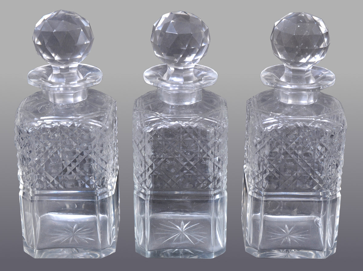 Antique English Sheraton Inlaid Mahogany Edwardian Silver-Plated Tantalus, circa 1890