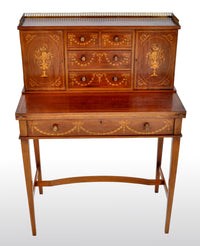 Antique Sheraton Revival Inlaid Mahogany Desk / Writing Table, circa 1895