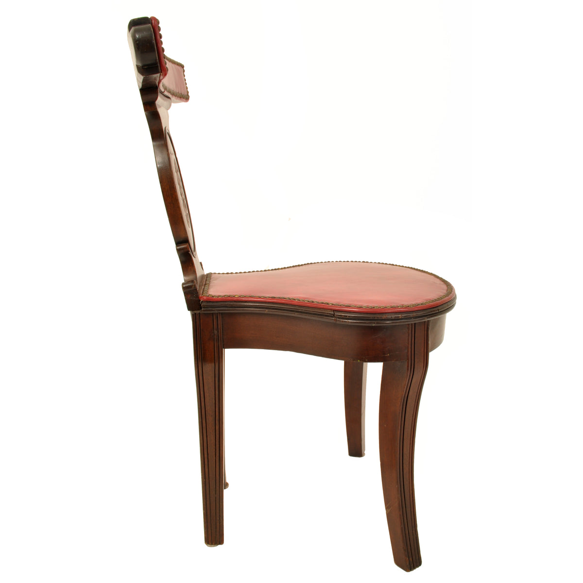 Antique Georgian Mahogany Red Leather Library / Reading / Cockfighting Chair, circa 1800