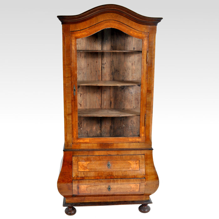 Antique Biedermeier Bombe Shaped China Cabinet/Hutch, Circa 1840