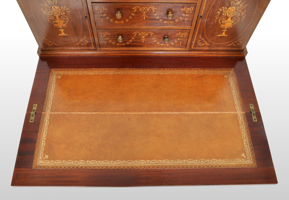 Antique Sheraton Revival Inlaid Mahogany Desk / Writing Table, circa 1895