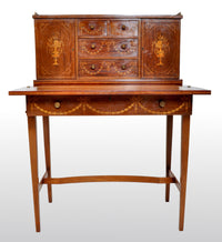 Antique Sheraton Revival Inlaid Mahogany Desk / Writing Table, circa 1895