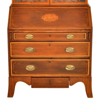 Antique Georgian Sheraton Neo-Classical Inlaid Mahogany Secretary Bookcase, circa 1795