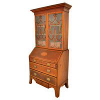 Antique Georgian Sheraton Neo-Classical Inlaid Mahogany Secretary Bookcase, circa 1795