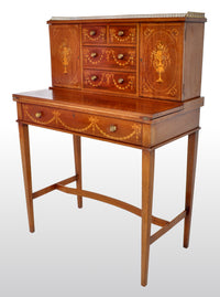 Antique Sheraton Revival Inlaid Mahogany Desk / Writing Table, circa 1895