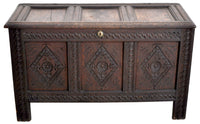 Antique Charles II Carved Oak Coffer / Chest / Blanket Chest, Circa 1680