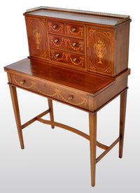 Antique Sheraton Revival Inlaid Mahogany Desk / Writing Table, circa 1895