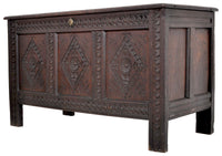 Antique Charles II Carved Oak Coffer / Chest / Blanket Chest, Circa 1680