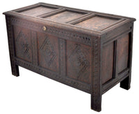 Antique Charles II Carved Oak Coffer / Chest / Blanket Chest, Circa 1680