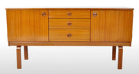 Mid-Century Modern Danish Style Credenza in Teak by Schreiber Furniture, 1960s